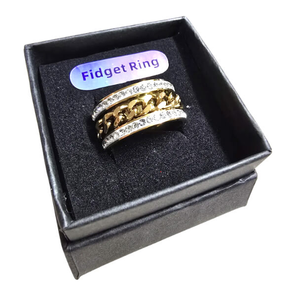Spinning Chain Fidget Ring with Diamantes Spinning Chain Fidget Ring with Diamantes