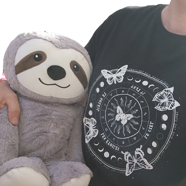sensory sensations weighted sloth being cuddled-fun fidgets