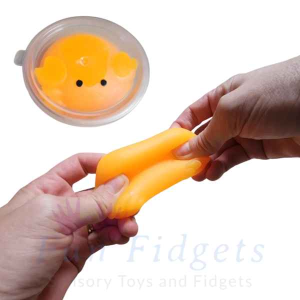 orange mochi squeeze animal being stretched-fun fidgets