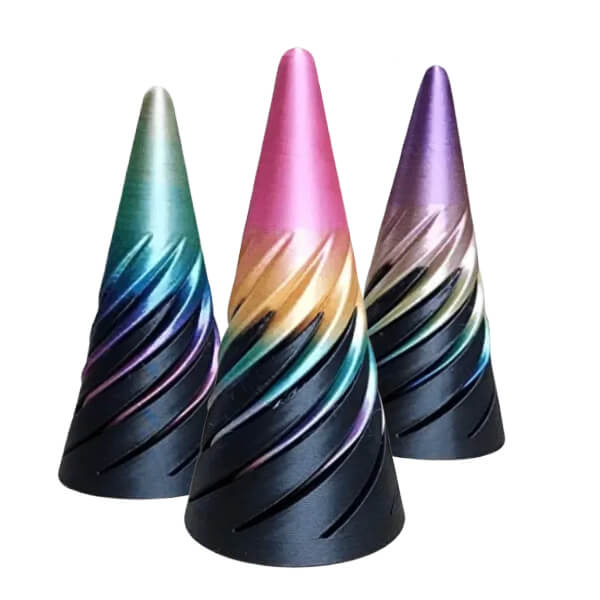 3d printed fidgets collection image showing 3 spiral fidgets-fun fidgets