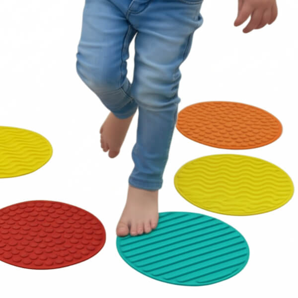 gross motor skills collection image showing a chils using sensory mats a stepping stones-fun fidgets
