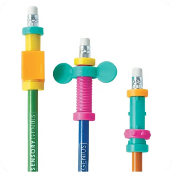 back to school ready collection image showing 3 pencils with pencil toppers-fun fidgets