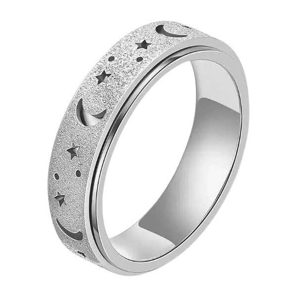 fidget ring collection image showing a silver spinner fidget ring-fun fidgets