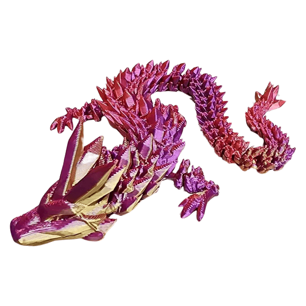 magenta 3d printed articulated dragon-fun fidgets