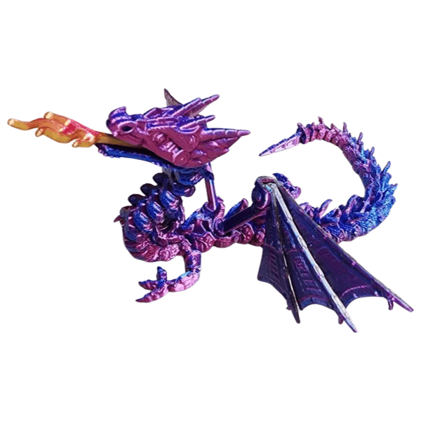 purple 3d printed fire dragon-fun fidgets