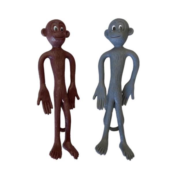 a grey and a brown bendy monkey-fun fidgets