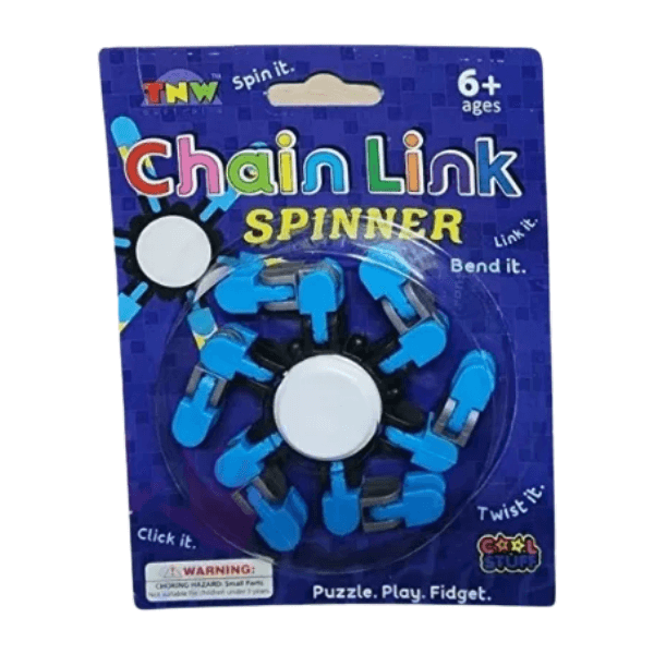 blue chain link fidget spinner-fun fidgets