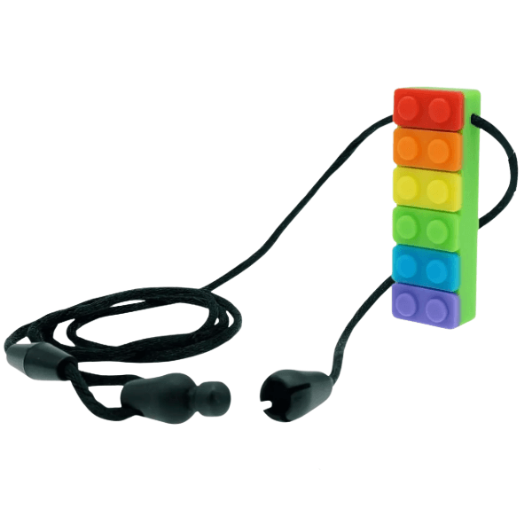brick chew necklace showing the breakaway clasp cord-fun fidgets