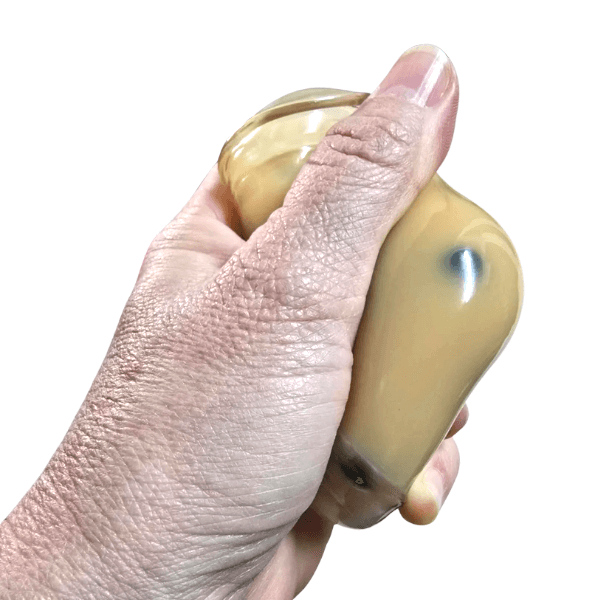 caramel squishy bubble tea being squished-fun fidgets