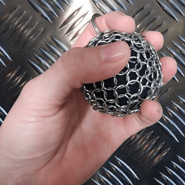 Chain Maille Ball - Firm Squish and Picking Support being squeezed-fun fidgets