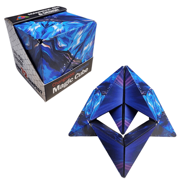 Changeable Magnetic Magic Cube-blue swirl-fun fidgets
