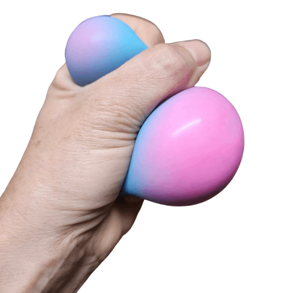 colour change stress ball being squeezed-fun fidgets