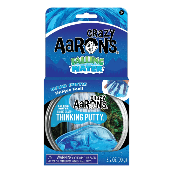Crazy Aaron&#39;s Thinking Putty-Falling Water-4 Inch Tin in cardboard packaging-fun fidgets