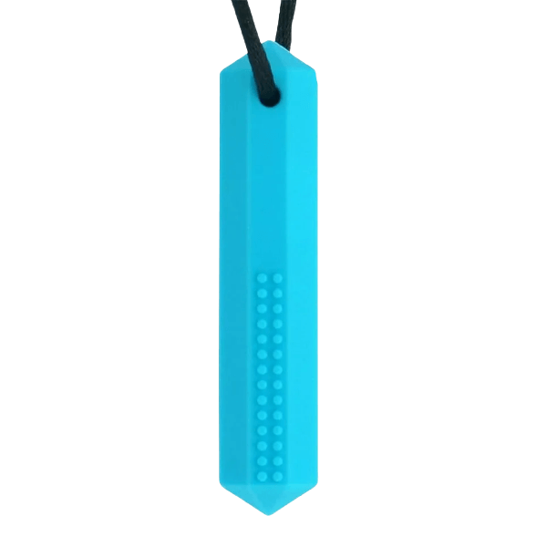 blue crystal chew necklace-fun fidgets