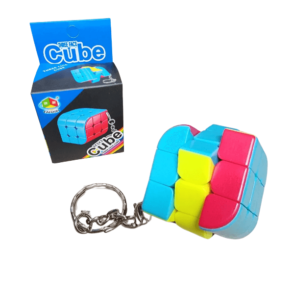 3 faced cube puzzle keyring with box-fun fidgets