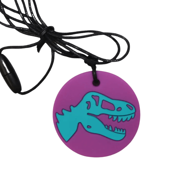 purple Dino Pendant Chew Necklace-fun fidgets