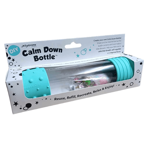 teal calm down bottle in box-fun fidgets