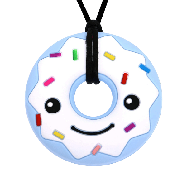 blue donut chew necklace-fun fidgets