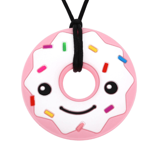 pink donut chew necklace-fun fidgets