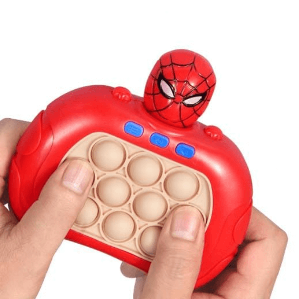 red spider man electronic pop it game being played-fun fidgets