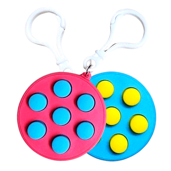 a blue and a pink fidget clicker-fun fidgets