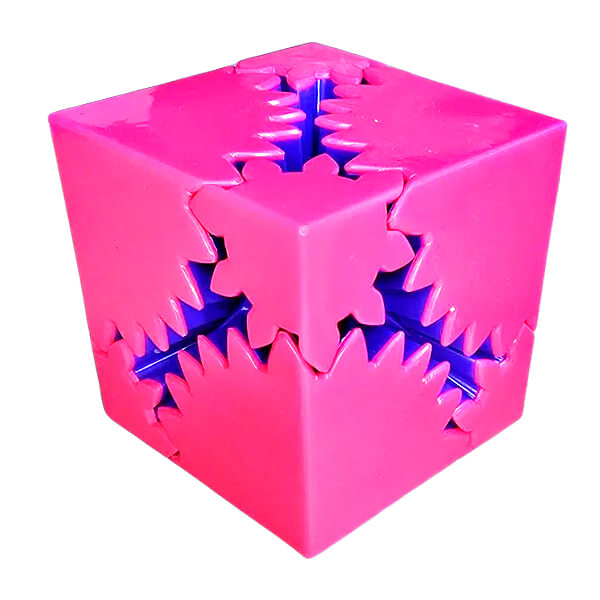 Pink and purple Gear Fidget Square on a white background-fun fidgets