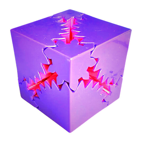 Purple and pink Gear Fidget Square on a white background-fun fidgets