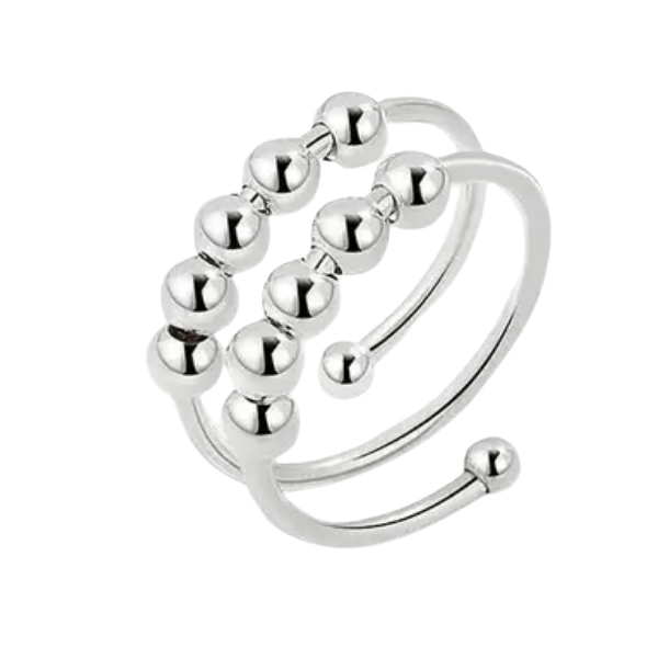 silver 10-bead fidget ring-fun fidgets