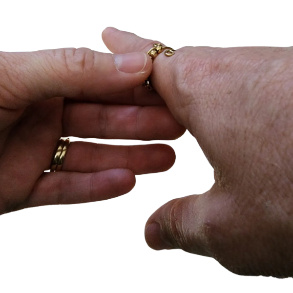 gold fidget ring on a finger-fun fidgets
