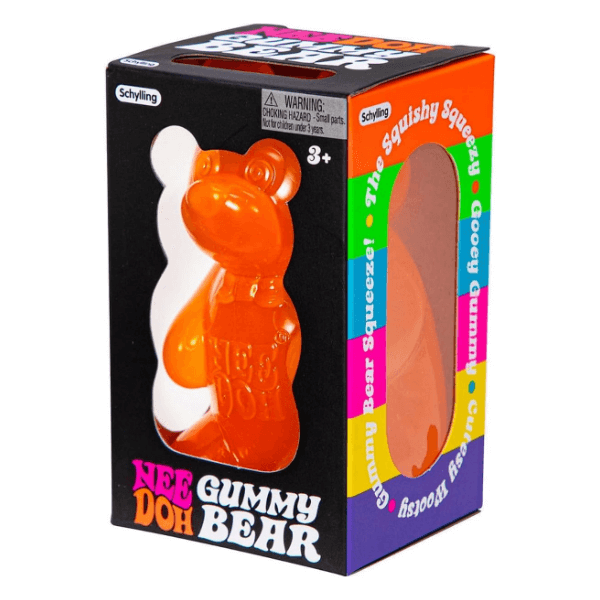 orange Gummy Bear Nee Doh-Schylling shown in a box-fun fidgets