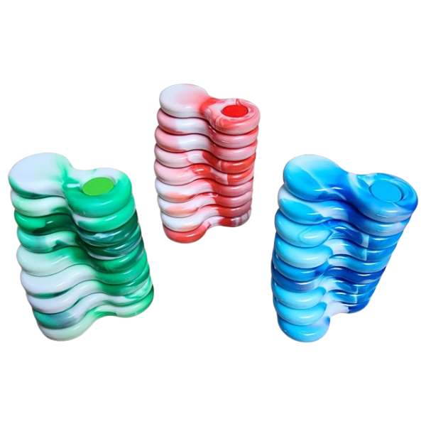 a blue, a red and a green helix fidget toy-fun fidgets