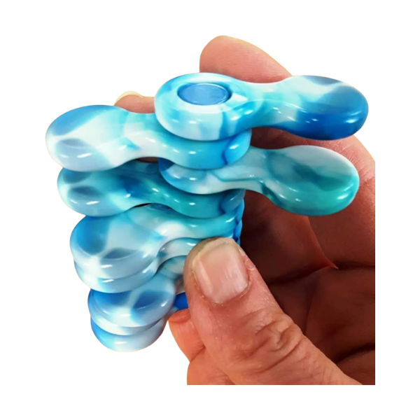 blue helix fidget being held-fun fidgets