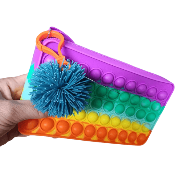 koosh clip attached to a pencil case-fun fidgets