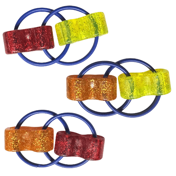 3 different colours of loopeez junior-fun fidgets