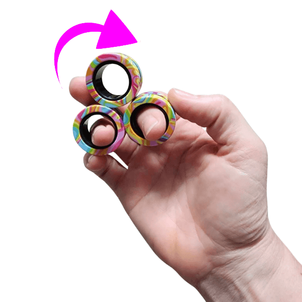 Magnetic Fidget Rings shown being used with a hand-fun fidgets