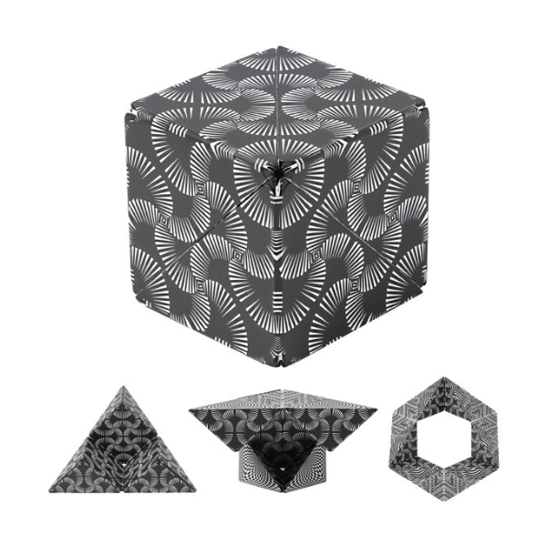 black Changeable Magnetic Magic Cube showing some designs-fun fidgets