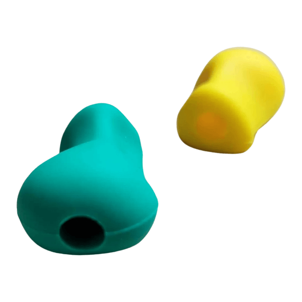 a yellow and a green mini ergo pencil grip-fun fidgets