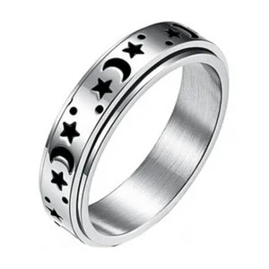 Spinning Fidget Ring-Moon and Stars