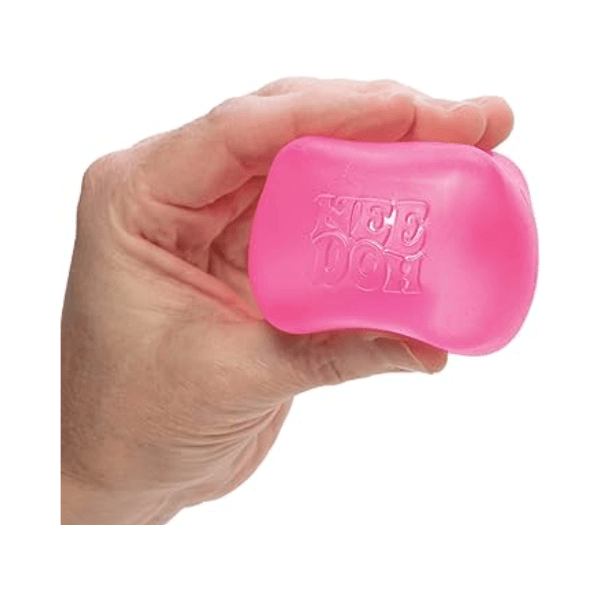 pink Nee doh nice cube-schylling being squeezed- fun fidgets