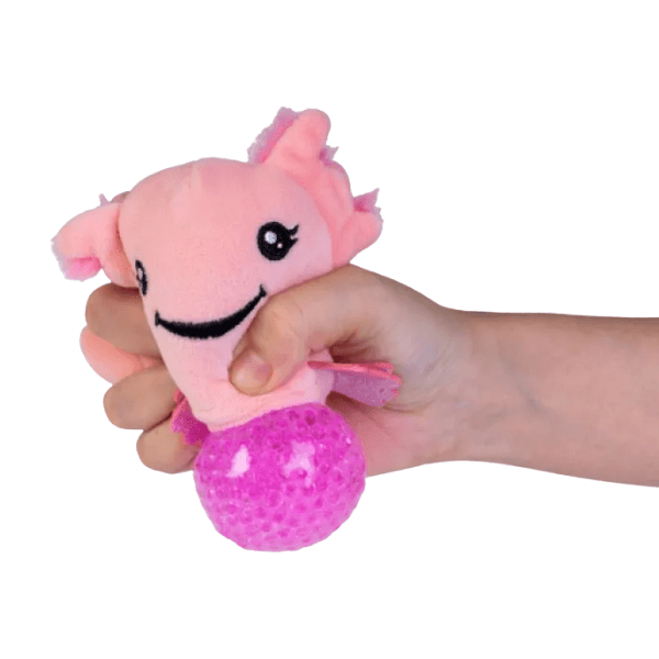 pink axolotl plush ball jellies being squished-fun fidgets