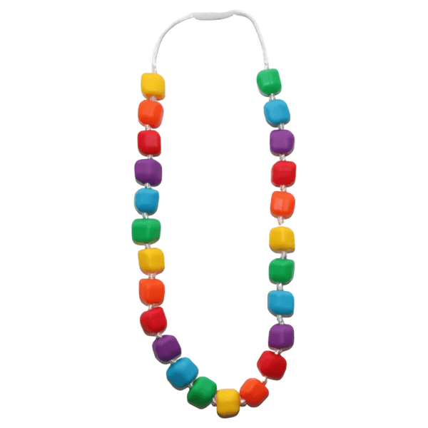 rainbow bright Princess and the Pea Chew Necklace-fun fidgets