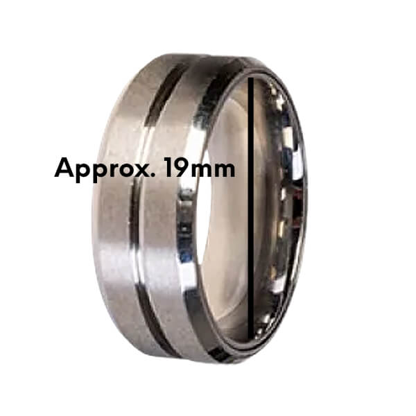 Silver rotating fidget ring with &#39;Approx. 19mm&#39; text on a white background-fun fidgets