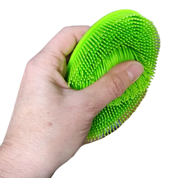 green sensory sensations sensory brush being used-fun fidgets