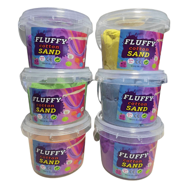 tubs of sensory cotton sand-fun fidgets