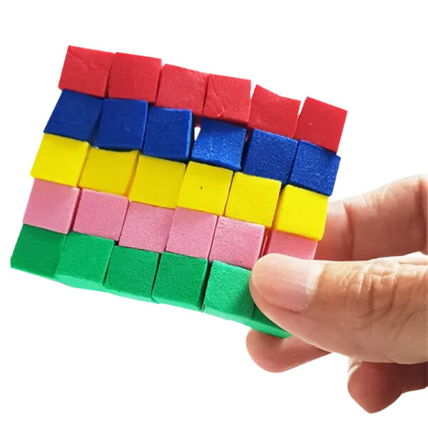 a row of sensory magic cubes being held-fun fidgets