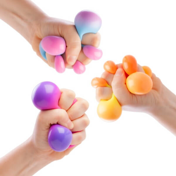 3 smooshos colour change balls being squished-fun fidgets