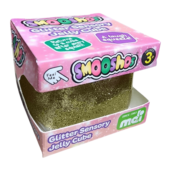 gold Smooshos Glitter Sensory Jelly Cube-fun fidgets