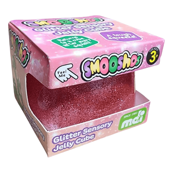 pink Smooshos Glitter Sensory Jelly Cube-fun fidgets