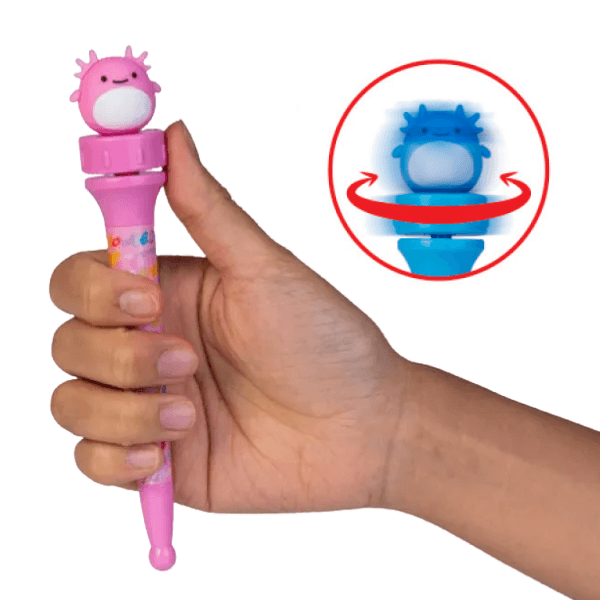 pink Spinning Axolotl Pen  being spun-fun fidgets