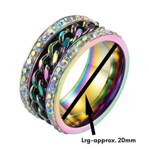 Spinning Chain Fidget Ring with Diamantes